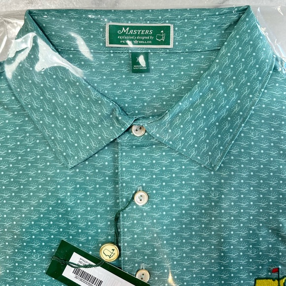 MASTERS Peter Millar Performace Polo Berckmans Place Green Golf Print Size XL - Picture 10 of 12